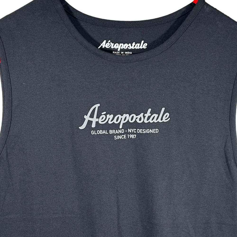 Aeropostale‎ Mens Sleeveless Graphic Tee Black Muscle Shirt Size M
